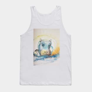 Water Color Hippopotamus Tank Top